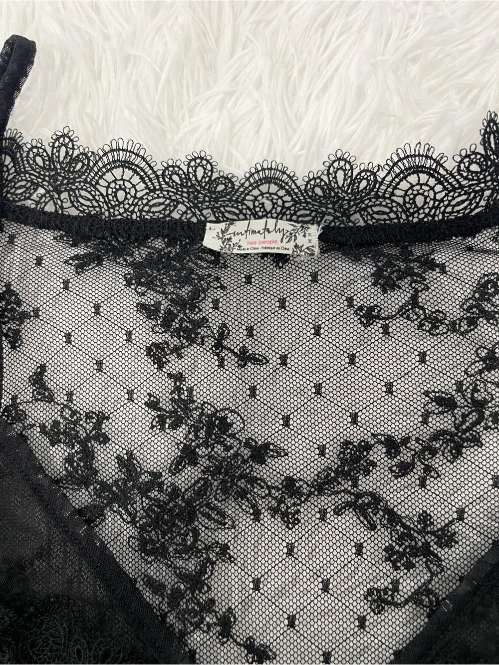 Free People Black Sheer Lace V-Neck Camisole
